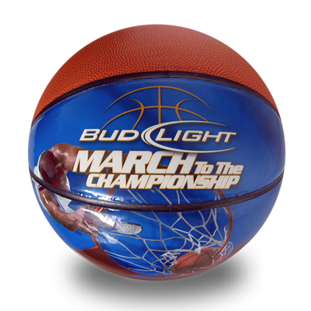 Custom promo medium size 27.5” circumference size 4 logo photo synthetic leather basketball